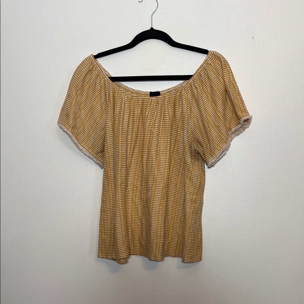 W5 Mustard Cream Textured Short Sleeve Top Size XL
